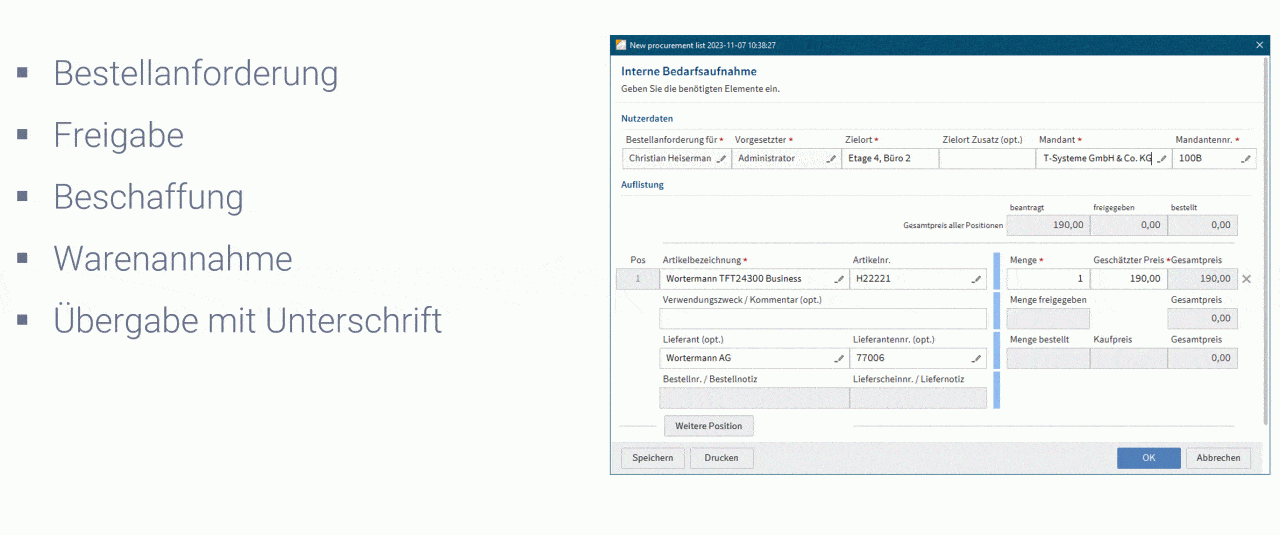 Interne Beschaffungsanforderung als ELO Workflow
