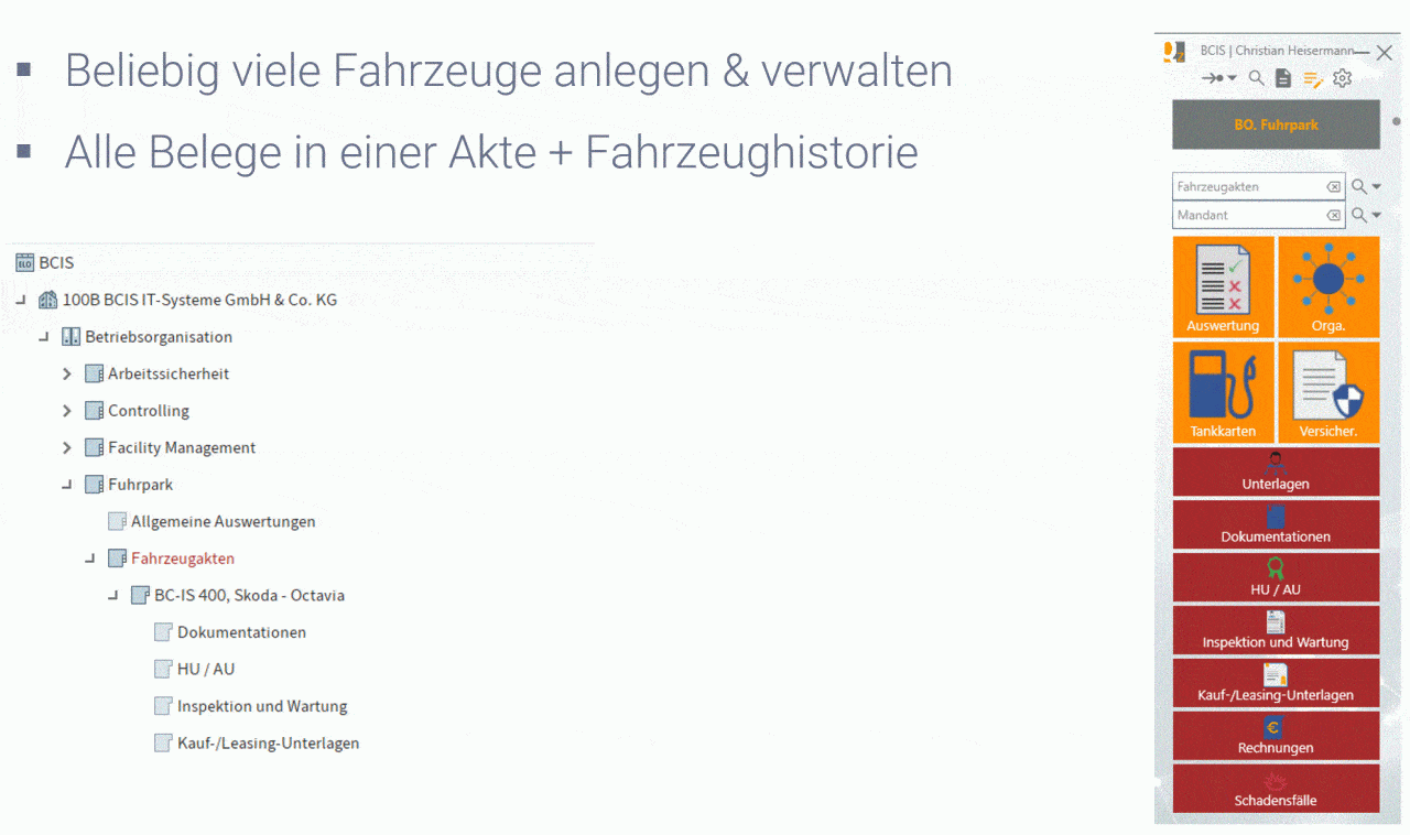 Fahrzeugakte für Firmenfahrzeuge in ELO