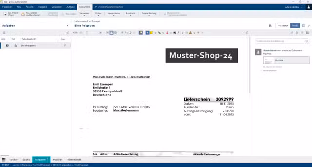 Aufgabenübersicht im Voll Client